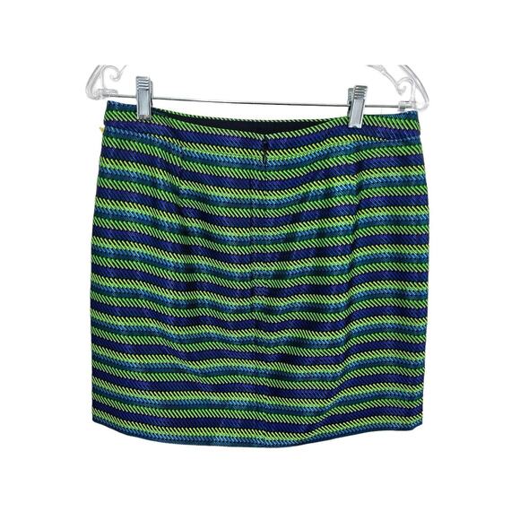 J.CREW Pleated Mini Skirt Blue Green Shiny Metallic Lined Textured 10 03990 - Picture 1 of 9